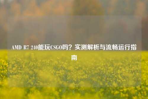 AMD R7 240能玩CSGO吗？实测解析与流畅运行指南