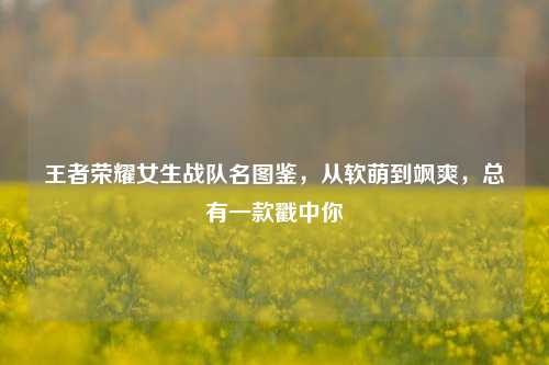 王者荣耀女生战队名图鉴,从软萌到飒爽,总有一款戳中你