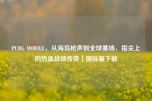PUBG MOBILE，从海岛枪声到全球赛场，指尖上的热血战场传奇｜国际服下载