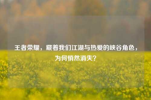 王者荣耀,藏着我们江湖与热爱的峡谷角色,为何悄然消失?