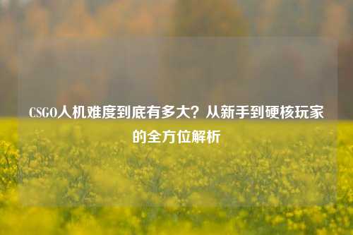 CSGO人机难度到底有多大?从新手到硬核玩家的全方位解析