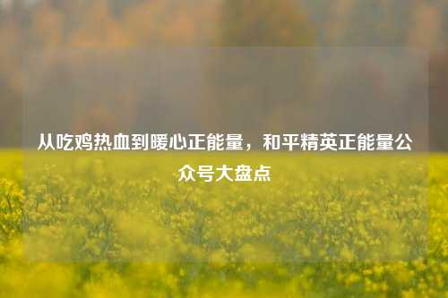 从吃鸡热血到暖心正能量,和平精英正能量公众号大盘点