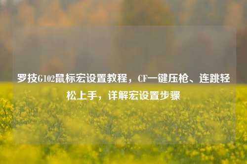 罗技G102鼠标宏设置教程,CF一键压枪、连跳轻松上手,详解宏设置步骤