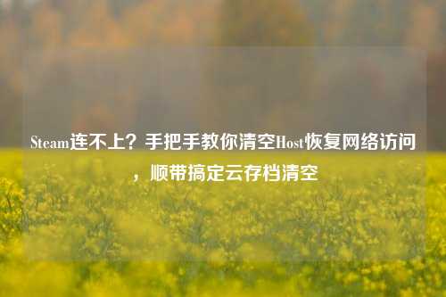 Steam连不上?手把手教你清空Host恢复网络访问,顺带搞定云存档清空