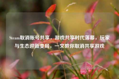 Steam取消账号共享，游戏共享时代落幕，玩家与生态迎新变局，一文教你取消共享游戏
