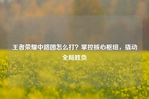 王者荣耀中路团怎么打?掌控核心枢纽,撬动全局胜负