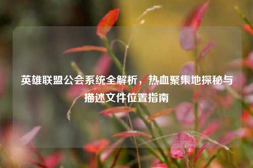 英雄联盟公会系统全解析,热血聚集地探秘与描述文件位置指南