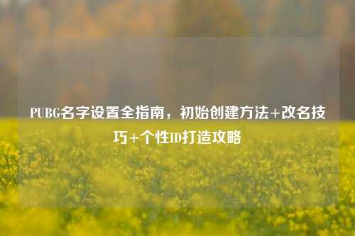 PUBG名字设置全指南，初始创建方法+改名技巧+个性ID打造攻略