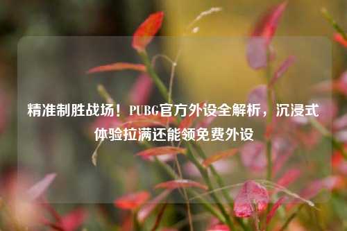 精准制胜战场！PUBG官方外设全解析，沉浸式体验拉满还能领免费外设