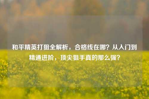和平精英打狙全解析，合格线在哪？从入门到精通进阶，顶尖狙手真的那么强？