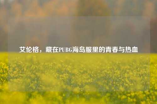 艾伦格,藏在PUBG海岛服里的青春与热血