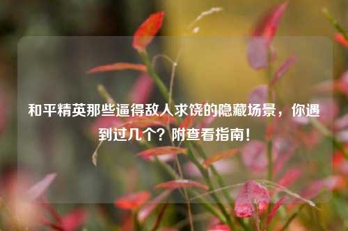 和平精英那些逼得敌人求饶的隐藏场景，你遇到过几个？附查看指南！