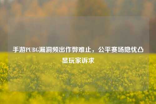 手游PUBG漏洞频出作弊难止,公平赛场隐忧凸显玩家诉求
