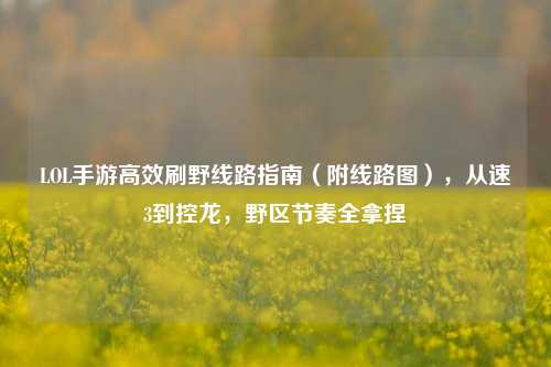 LOL手游高效刷野线路指南(附线路图),从速3到控龙,野区节奏全拿捏