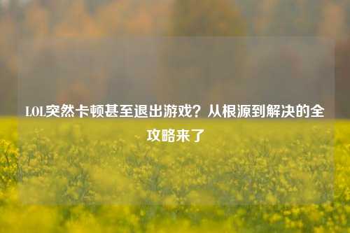 LOL突然卡顿甚至退出游戏？从根源到解决的全攻略来了