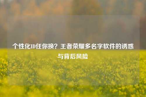 个性化ID任你换?王者荣耀多名字软件的诱惑与背后风险
