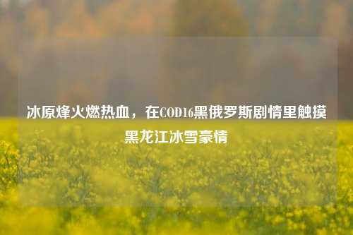 冰原烽火燃热血，在COD16黑俄罗斯剧情里触摸黑龙江冰雪豪情