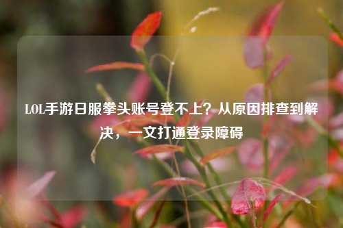 LOL手游日服拳头账号登不上?从原因排查到解决,一文打通登录障碍