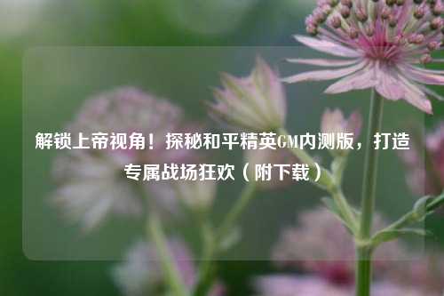 解锁上帝视角！探秘和平精英GM内测版，打造专属战场狂欢（附下载）