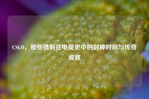 CSGO,那些镌刻在电竞史中的封神时刻与传奇成就