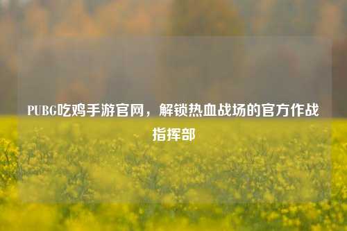 PUBG吃鸡手游官网,解锁热血战场的官方作战指挥部
