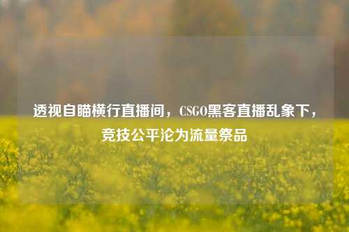 透视自瞄横行直播间,CSGO黑客直播乱象下,竞技公平沦为流量祭品