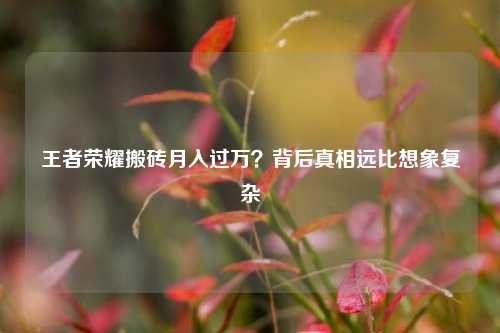 王者荣耀搬砖月入过万?背后真相远比想象复杂