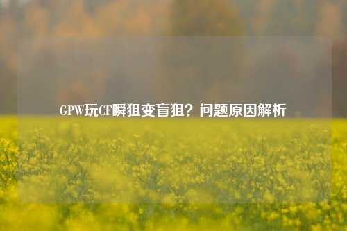 GPW玩CF瞬狙变盲狙?问题原因解析