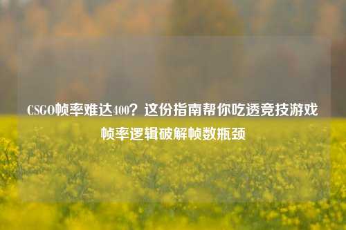 CSGO帧率难达400?这份指南帮你吃透竞技游戏帧率逻辑破解帧数瓶颈