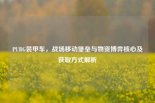 PUBG装甲车,战场移动堡垒与物资博弈核心及获取方式解析