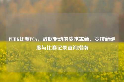 PUBG比赛PCA，数据驱动的战术革新、竞技新维度与比赛记录查询指南