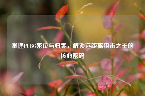 掌握PUBG密位与归零，解锁远距离狙击之王的核心密码