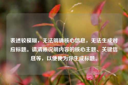 表述较模糊,无法明确核心信息,无法生成对应标题。请清晰说明内容的核心主题、关键信息等,以便我为你生成标题。