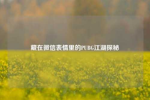 藏在微信表情里的PUBG江湖探秘