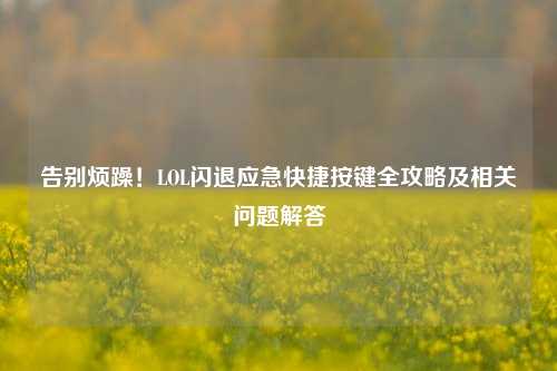 告别烦躁!LOL闪退应急快捷按键全攻略及相关问题解答