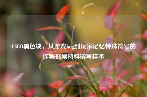 CSGO黑色块,从游戏bug到玩家记忆特殊符号的诈骗报案材料撰写样本