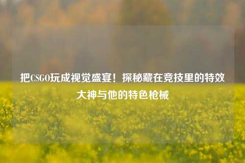 把CSGO玩成视觉盛宴!探秘藏在竞技里的特效大神与他的特色枪械
