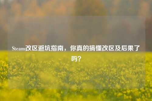 Steam改区避坑指南,你真的搞懂改区及后果了吗?