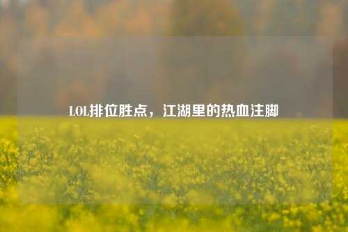LOL排位胜点，江湖里的热血注脚