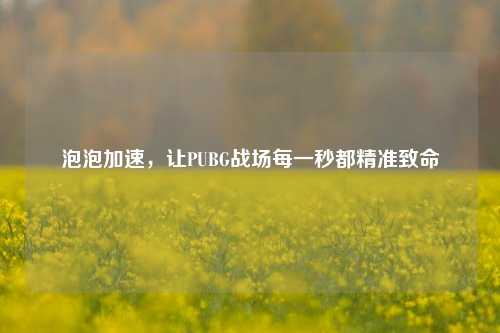 泡泡加速,让PUBG战场每一秒都精准致命