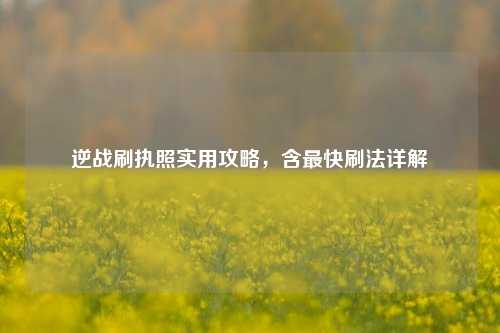 逆战刷执照实用攻略,含最快刷法详解