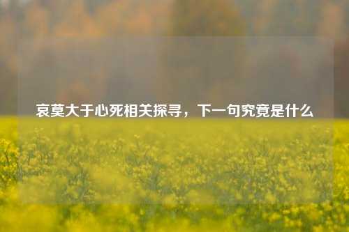 哀莫大于心死相关探寻,下一句究竟是什么